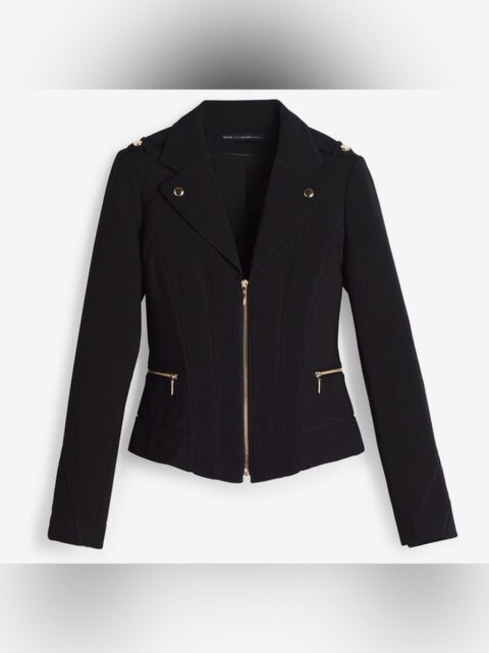 White House Black Market Black Zip-Front Tailored Moto Jacket
